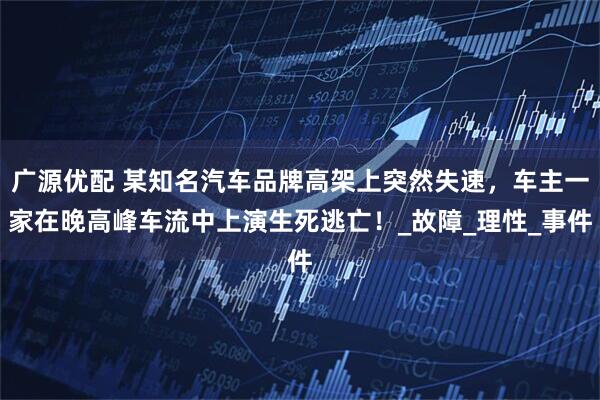 广源优配 某知名汽车品牌高架上突然失速，车主一家在晚高峰车流中上演生死逃亡！_故障_理性_事件