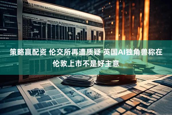 策略赢配资 伦交所再遭质疑 英国AI独角兽称在伦敦上市不是好主意
